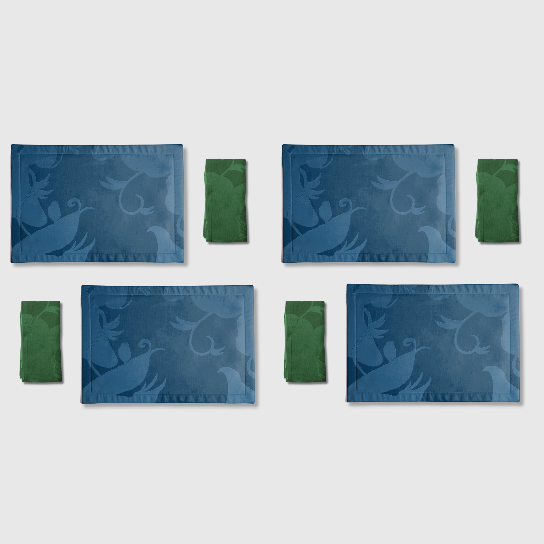 Tropical Blue & Green Placemats & Napkins | Set of 8