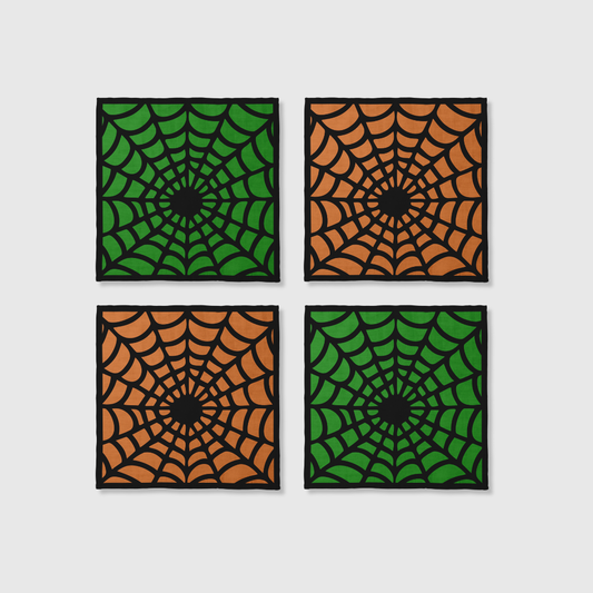 Spiderwebs Napkins in Pumpkin & Slime | Set of 4