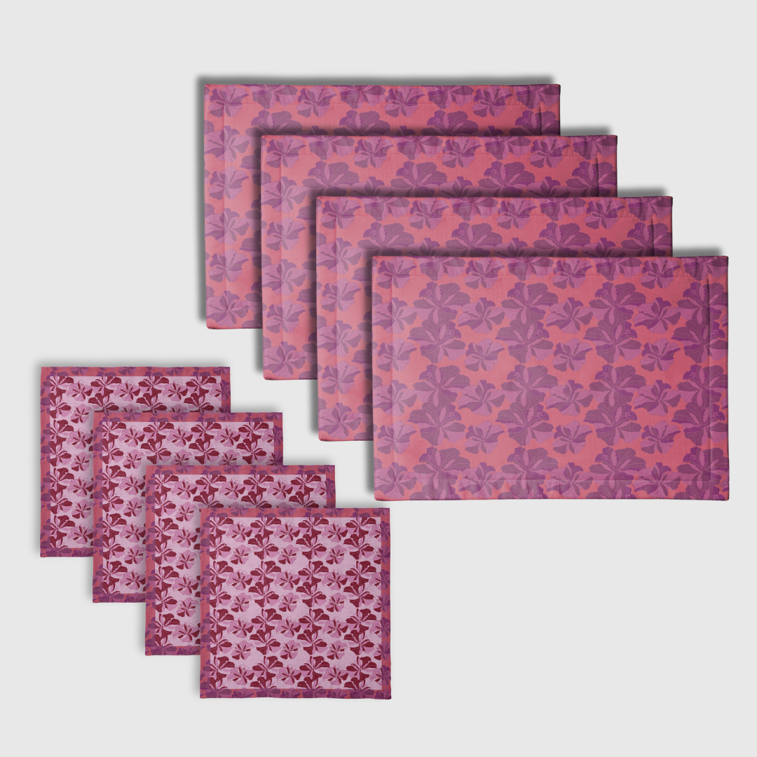 Tropical Cayena Pink Placemats & Napkins | Set of 8