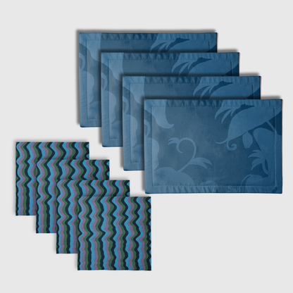 Tropical & Candy Blue Placemats & Napkins | Set of 8