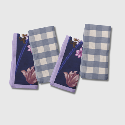 Art Nouveau x Gingham Napkins in Blue | Set of 4