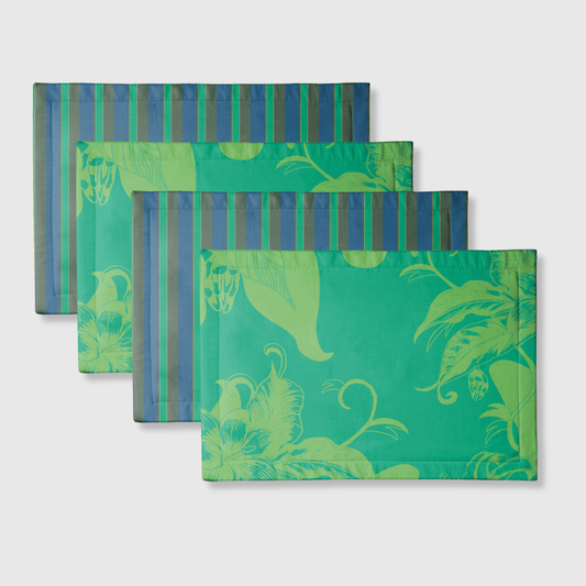 Tropical & Candy Stripes Green Placemats | Set of 4