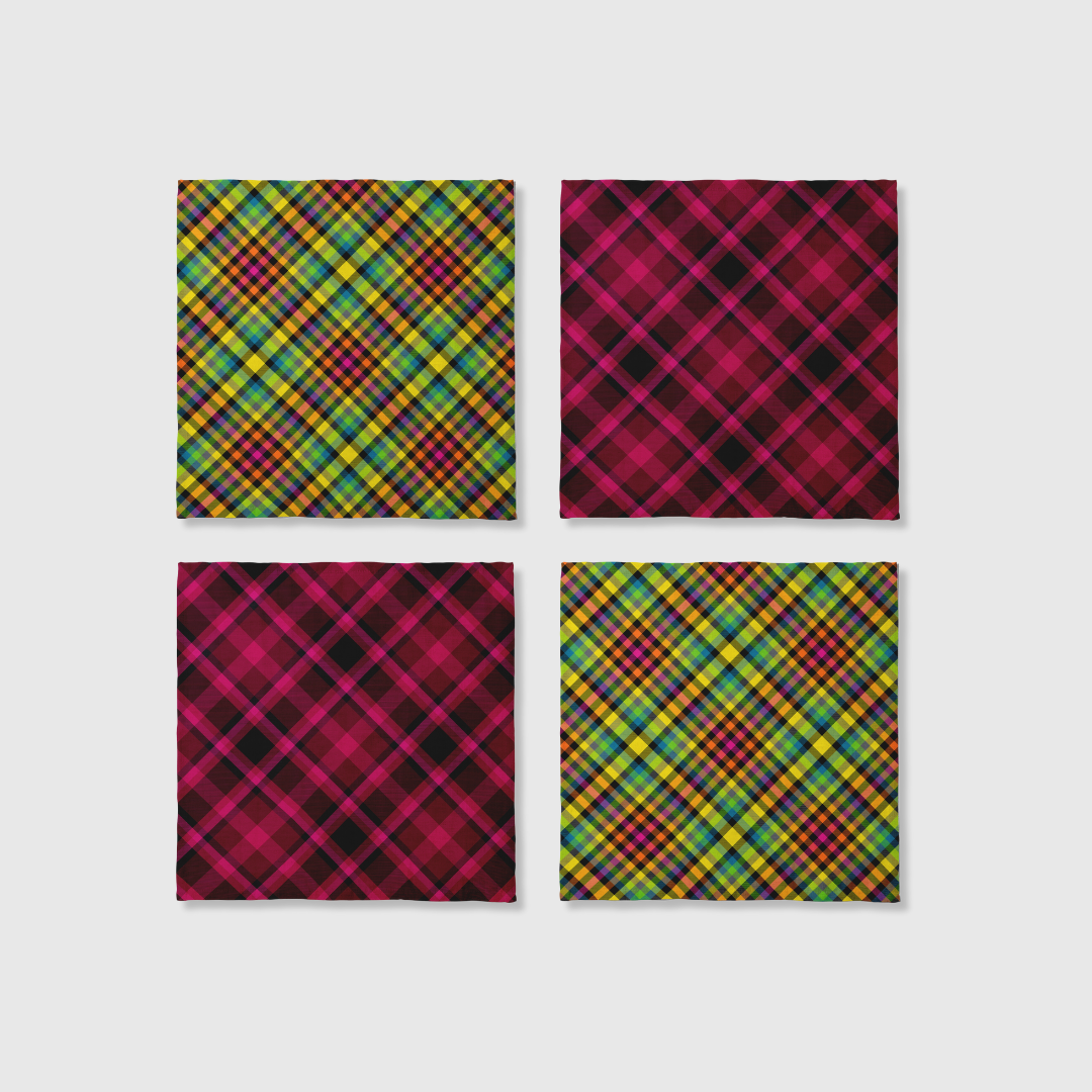 Neon Plaid Napkins | Set of 4