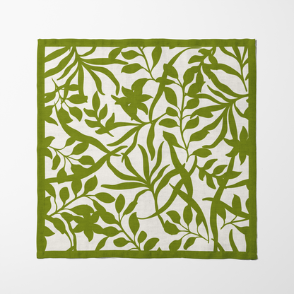 Gingham x Figi Floral Napkins in Green | Set of 4