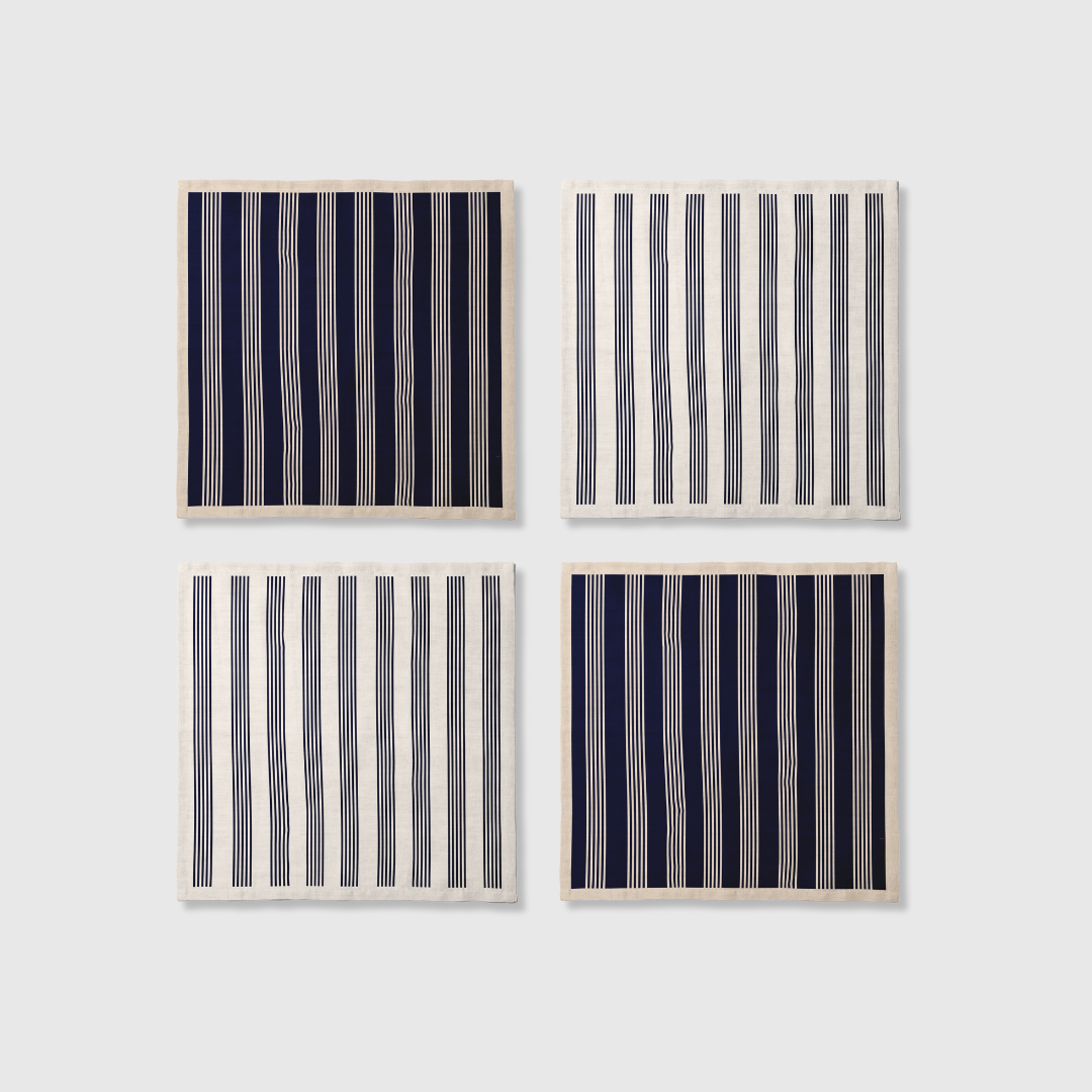 Stripe Napkins in White & Navy | Set of 4