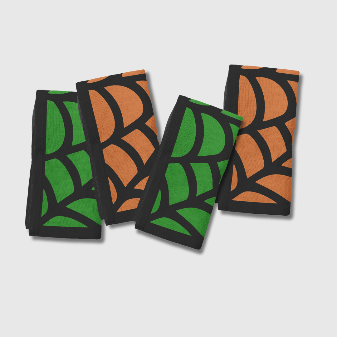 Spiderwebs Napkins in Pumpkin & Slime | Set of 4