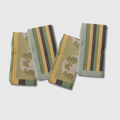 Stripes & Cayena Napkins in Green | Set of 4