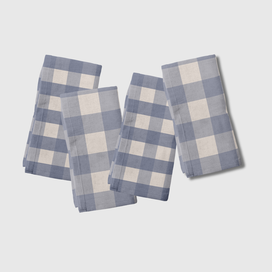 Mixed Gingham Napkins in Blue | Set of 4