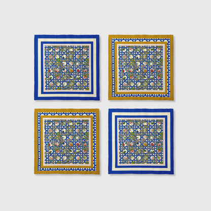 Royal Blue Rattan Napkins | Set of 4