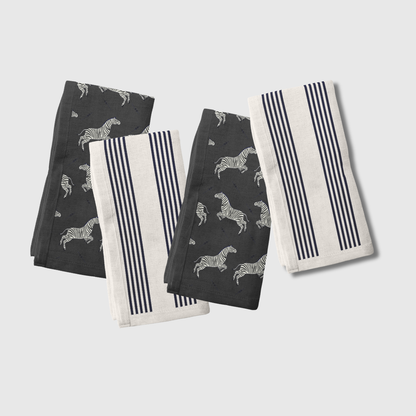 Zebra Stripes Napkins in Grey | Set of 4