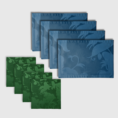 Tropical Blue & Green Placemats & Napkins | Set of 8