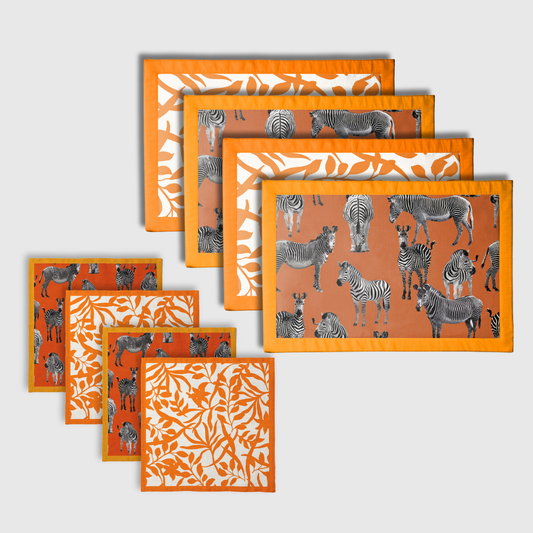 Figi Floral Zebras Napkins & Placemats | Set of 8