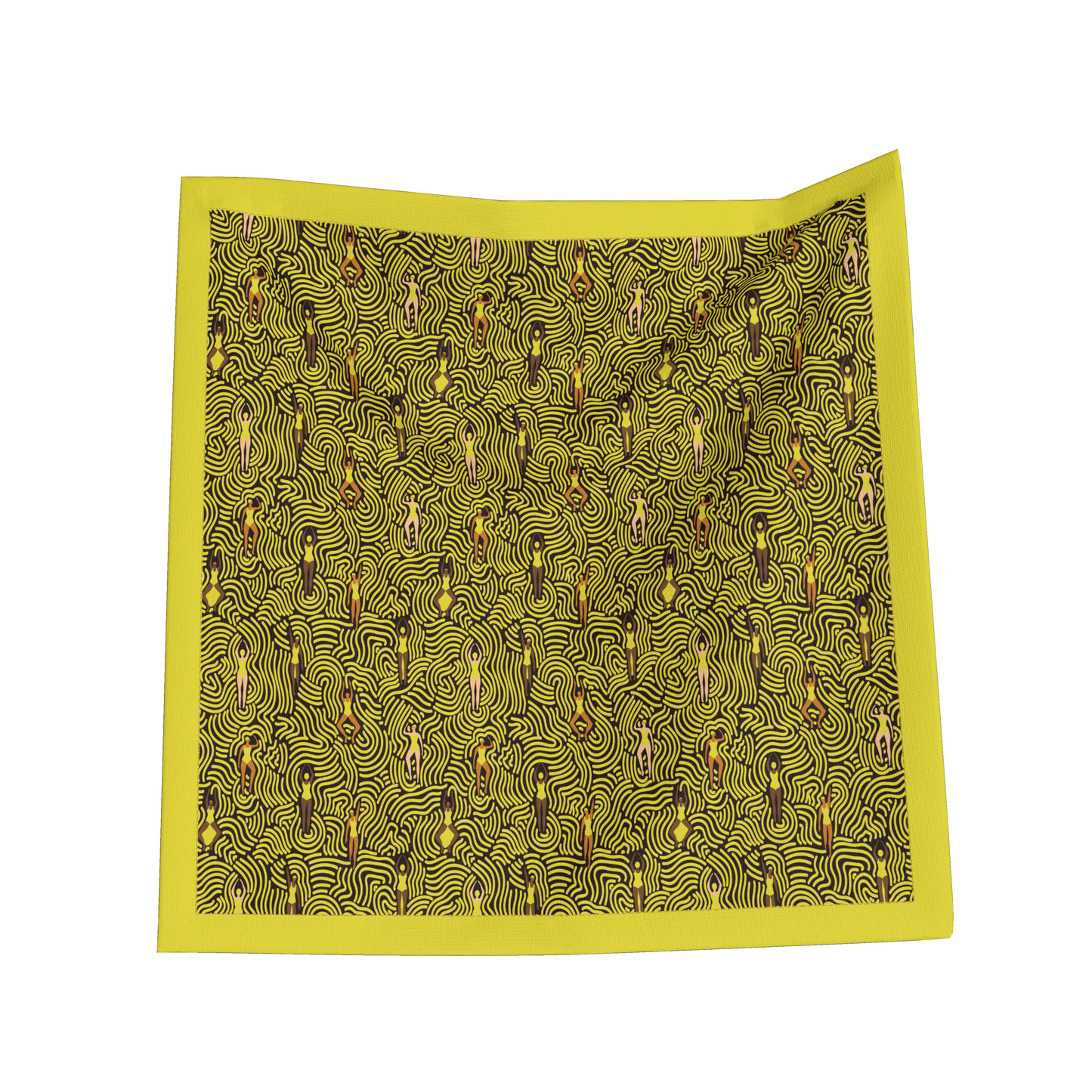Swimmers in Summer Napkin in Yellow in Soft-Structured Linen