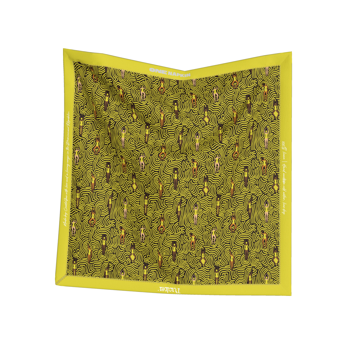 Swimmers in Summer Napkin in Yellow in Soft-Structured Linen