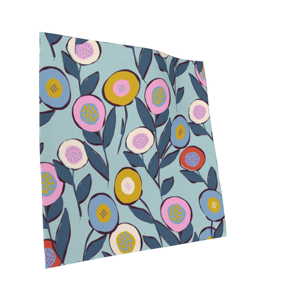 Button Flowers Blue Oxford Cocktail